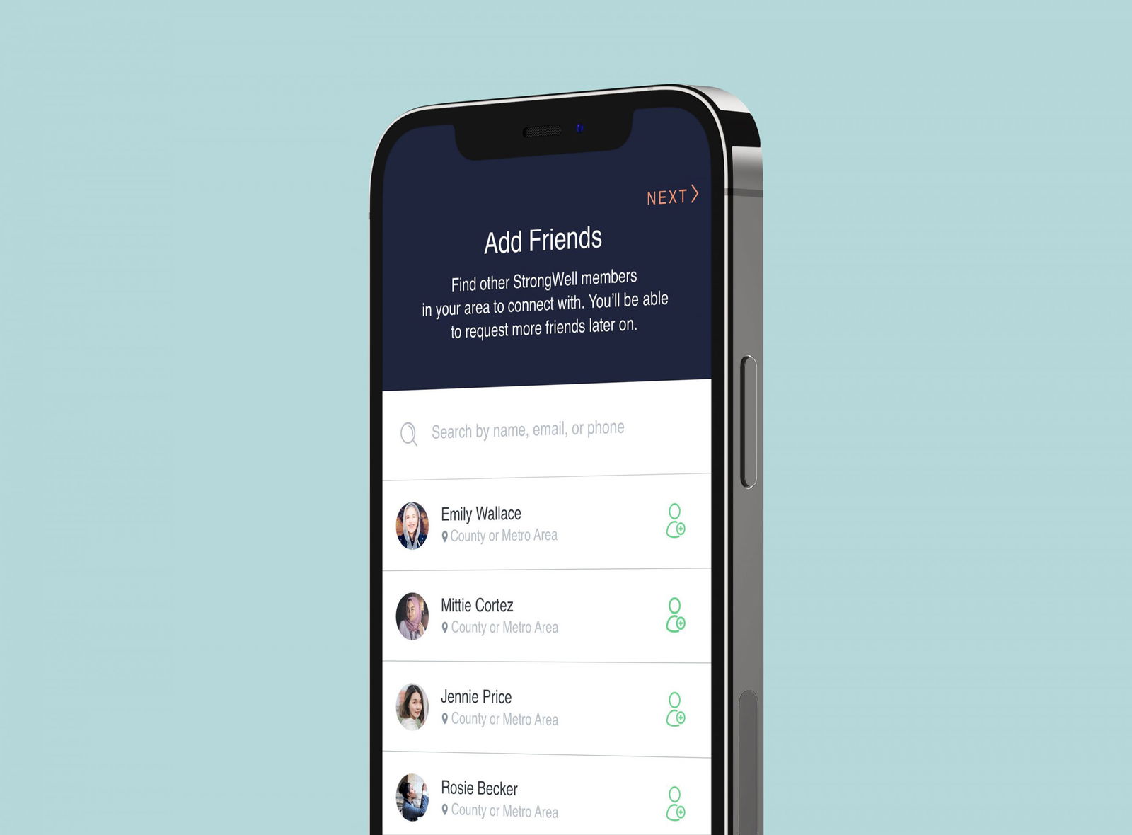 Strongwell App mockup on an iPhone